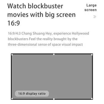 1080p Egyszerű Hordozható Fém Anti-fény Kivetítő Képernyő 16:9 Hd Összecsukható Otthoni Film Vetítés Függöny