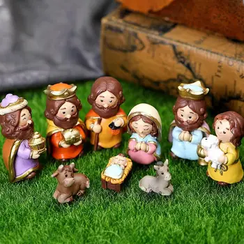 Betlehemes Meghatározza a Karácsonyi 10db Gyanta Jászol Díszek Jézus Figurák Készletek Szűz Mária Adatok Születés Szobor