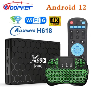 Woopker X98H Pro TV Box Android 12 Allwinner H618 Quad-Core 4K-2.4 G/5G Wifi6 1000M LAN BT5.0 Media Player 4G/64 gb-os HD Set Top
