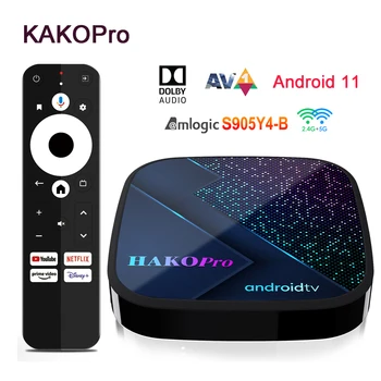 HAKO Pro Android 11 TV Box AVT Google Minősített Amlogic S905Y4 2GB16GB Media Player 2.4 G&5G Kettős WiFi Set Top Box 4G64G