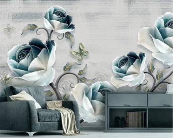 beibehang 3d háttérkép egyedi divat 3D dombornyomott magnolia páva friss Eurovíziós háttér cucc de parede wallpapermural