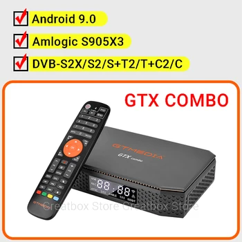 GTX COMBO GTMEDIA Android 9.0 DVB-S2X/S2/S+T2/T+C2/C Amlogic S905X3 2G32G Beépített 2,4 G/5.0 G WiFi 1000M Ethernet BT4.1
