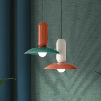 Északi függesztett lámpák kreatív ebédlő hálószoba kávézó szín egységes fejét Macaron Bell LED medál lámpák dekor világítótestek