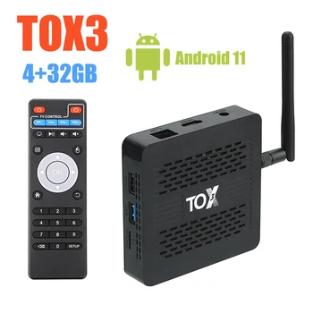 TOX3 4 GB, 32 gb-os Android TV Box 11 Amlogic S905X4 KAR g31 jelű MP2 2.4 G/5G kétsávos WiFi Smart Box TV-Bluetooth 4.1 Set Top Box VS TOX1