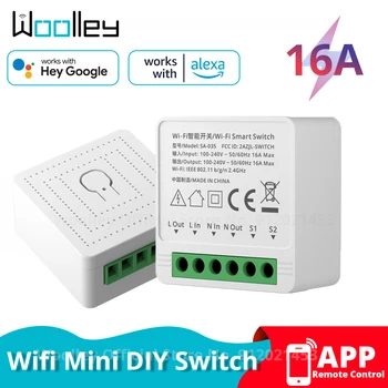 10A-16A Mini Smart Switch 2 Módon Irányítani WiFi DIY villanykapcsolók eWeLink Intelligens Otthon Automatizálás Relé Hangját Alexa, a Google Haza