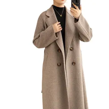 2023 Női Téli Ruházat Új kétoldalas női kasmír kabát, közepes hosszúságú gyapjú kabát 1022