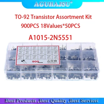900PCS 18Values TO-92-es Tranzisztor Választék Kit A1015 2N2222 C1815 S8050 2N3904 2N3906 S9012 Tranzisztorok meghatározott csomag