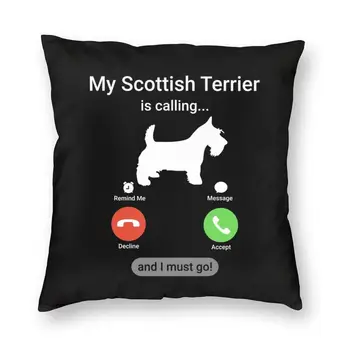 A Skót Terrier Hív Tér Pillowcover Haza Dekoratív Scottie Kutya párnahuzat Párnát, Nappali Kanapé