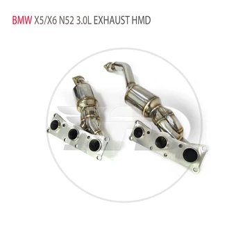 HMD Kipufogó Rendszer Nagy átfolyási Teljesítmény Downpipe Sokrétű BMW X5 X6 E70 E71 N52 3.0 L Katalizátor Fejlécek