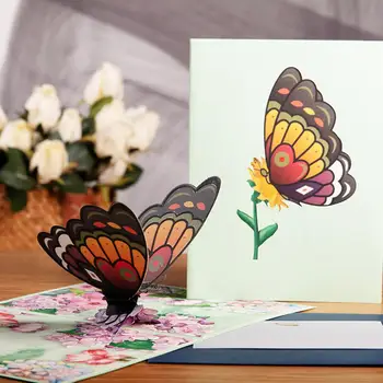 1 Állítsa Pillangó üdvözlőlap Vonzó Ensz-törékeny DIY Írás Család Ellátási üdvözlőlap Áldás Kártya