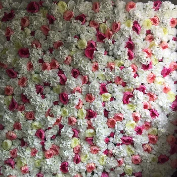 Hortenzia, Rózsa, Bazsarózsa Selyem Virág Fal Esküvői Háttér Dekoráció Futó Mesterséges Zöld Növény Természetes Hatás TONGFENG