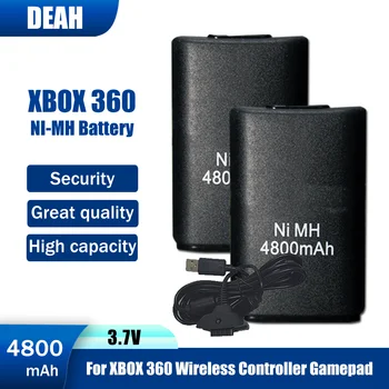 1-20DB 100% Új 3.7 V 4800mAh Ni-MH Akkumulátor USB Töltő Kábel, XBOX 360 Vezeték nélküli Vezérlő Gamepad Újratölthető Cellák