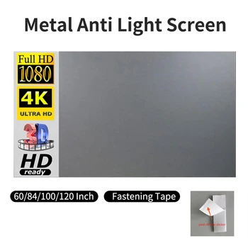 60 Colos Hordozható Fém Projector Screen Anti-Fény Film Képernyő 16:9 3D-s 4K-s, 1080P HD Összecsukható kivetítőn Könnyen tisztítható
