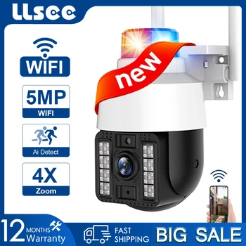LLSEE Vezeték nélküli WIFI CCTV Biztonsági Kamera 5MP 4X éjjellátó Vízálló IP CCTV Kamera mozgáskövető