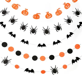 Halloween Papír Garland A 4M String Narancs Fekete Denevér, Pók Sütőtök A Halloween Party Haza DIY Lógó Dísz Dekoráció