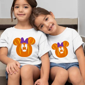 Disney Fehér Gyerekek Négy Évszak T-Shirt Minnie Egér Fej, Kitűnő Grafikus Gyerek Póló Rövid Ujjú O Nyak Összes mérkőzés Ruhák