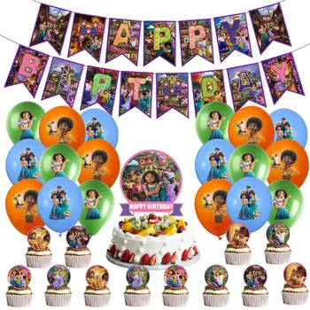 Disney Encanto Party Dekorációk, Kellékek Latex Léggömb, Evőeszközök Torta Toplisták Banner Papír Tányérok, Csészék, Gyerekeknek, Születésnapi Ajándékok