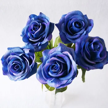 10db/sok Virágos Latex Igazi Érintse meg a Rózsa Mesterséges Selyem Virágok Haza Esküvő Party Dekoráció Virág Kézműves Piros, Kék, Fehér