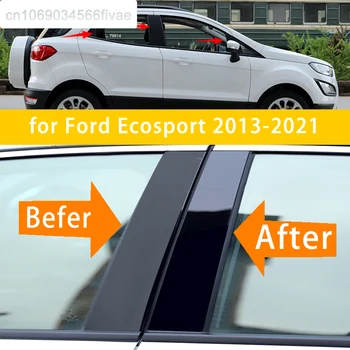 A Ford Ecosport 2013-2021 Tükör-Hatás Ajtó, Ablak Oszlopban B, C Oszlopok Post Fedezze Berendezés Fekete Szénszálas PC Anyag Matrica
