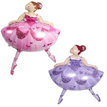 50pcs Rózsaszín Ragyog Balerina Balett-Táncos Lányok Héliumos Fólia Lufi Lány Boldog Szülinapi Parti Dekoráció Globos Kellékek