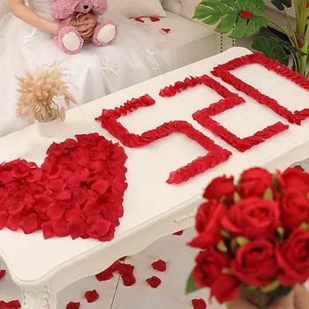 100-as Színes Szerelem Romantikus Selyem Rózsa Mesterséges rózsaszirom Esküvő Virág Szívességet Dekoráció Rózsa Party Kellékek