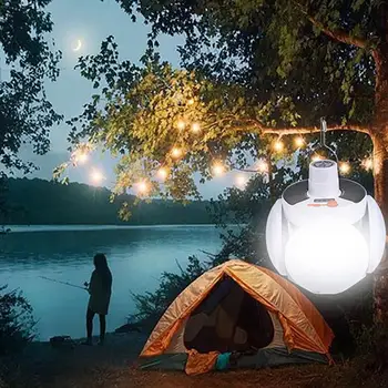 Kemping Lámpa Összecsukható Újratölthető Napelemes Izzó Fény Kemping Éjszakai Séta Barbecue Lámpa