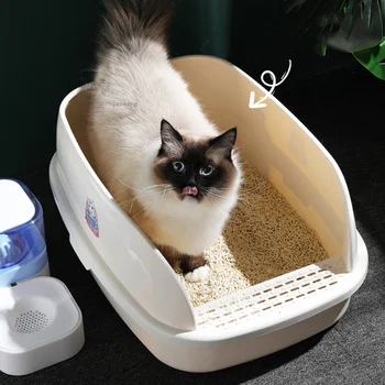 Zárt Macska Műanyag szemetes Anti-fröccsenő Macskák Szabadtéri Képzés Wc Kitty Tisztítás Kaki Tálca Szagtalanító Háziállatok Homok Doboz H