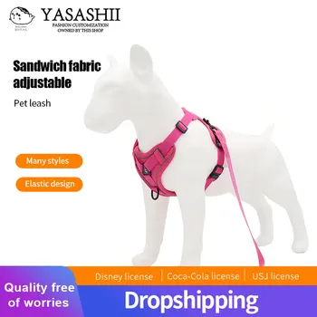 Kikötött kutya vontató kötél mellény pet mellkas heveder lélegző állítható anti-szakadár kis kutya séta kötél pet supplies