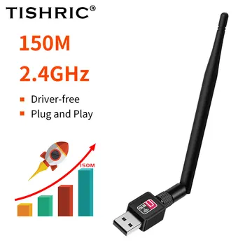 TISHRIC Vezeték nélküli USB-s Wifi Adapter Hálózati Kártya Wi-fi Antenna 8188 5DB USB2.0 Vevő Dongle Asztali Laptop Windows 7 8 10