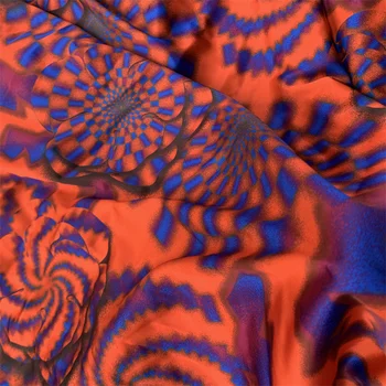 2022 divat márka piros-kék virág minta szimulált selyem szakaszon szatén nyomtatott anyag kézzel készített DIY a ruha anyag