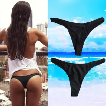 A Nők Szexi Soild Alacsony Derék Fekete Brazil Bikini Beach Tanga Pimasz Strand Alja Fürdőruha Trunks Fehérnemű