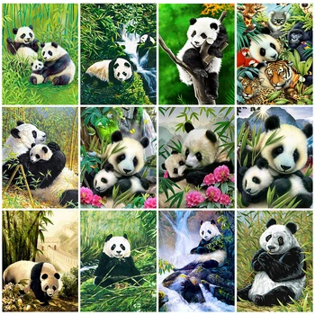 EverShine 5D Gyémánt Festmény Panda Strasszos Kép Gyémánt Hímzés Állat Művészeti keresztszemes Készletek Virág Mozaik lakberendezés