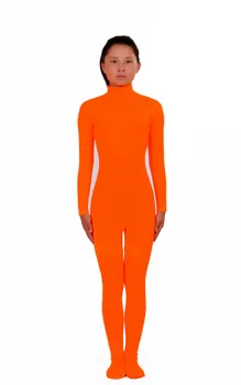 Gyerek, Felnőtt Narancs Spandex Zentai jelmez dancewear Egyenruha Body Nem Hood & Kezét