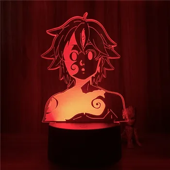3D Éjjeli Anime Meliodas A Hét főbűn 7. Ábra Színek Touch Optikai Illúzió asztali Lámpa Ajándék Room Decor Fény