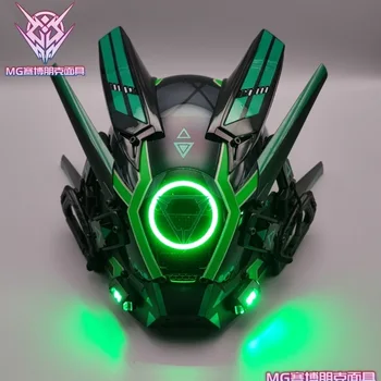 Zöld Cyberpunk Maszk Cosplay Lámpás Háromszög EL a Fény LED Szárnyak Maszkok Holiday Party Ajándék Halloween Ünnepi Kellékek