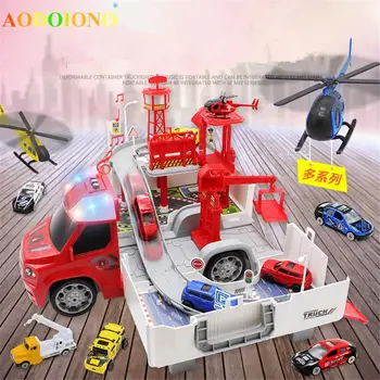 Gyermekek Oktatási Össze Deformáció Játék Autó, Teherautó Tűzoltóautó Nagy Rendőri Játékautó Kombináció Gyerekek Ajándékokat