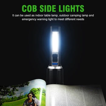 LED-es Elemlámpa, Hordozható XPE+COB LED Lámpa Torch 300 Lumen Teleszkópos Zoom Újratölthető az Outdoor Kemping Túrázás Sürgősségi