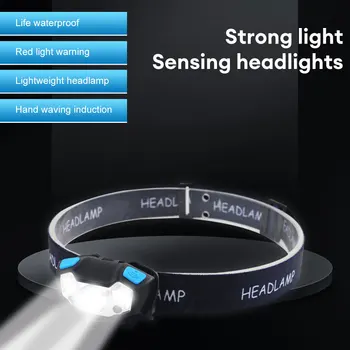 Erős Fényszóró Test Mozgás Érzékelő Fej Lámpa USB Újratölthető LED Fényszóró Vízálló Kültéri Kemping Vaku