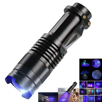 UV LED-es Elemlámpa, Hordozható Blacklight 395nm Hullámhossz Lila Fény Pet Vizelet Skorpió Női Higiénia Érzékelő Fáklya