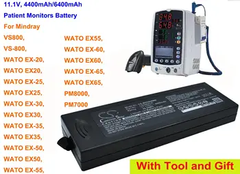 CS 4400mAh/6400mAh Beteg Monitor Akkumulátor Mindray WATO EX50, EX-60, EX60, EX-65, EX65, PM8000, PM7000