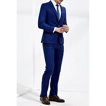 A Legújabb Design Kabát Royal Kék Férfi Öltöny Üzlet Karcsú, Feszes Hivatalos Vőlegény 2 Db Ruha Szmoking Egyéni Ruha Esküvői Férfi