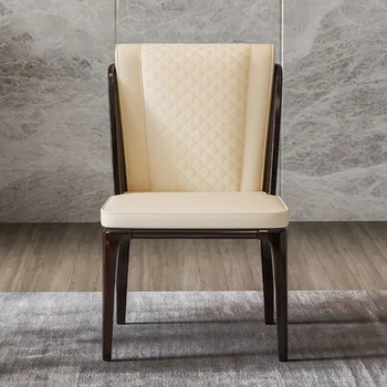 Olasz fény luxus étkező szék modern minimalista háztartási bőr puha táska szék karfa háttámla