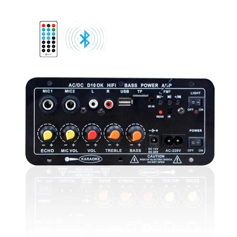 AC 220V 12v 24v Digitális Bluetooth-Erősítő Testület Mélynyomó Kettős Mikrofon Karaoke Erősítő 8-12 Centis Hangszóró . ' - ' . 0