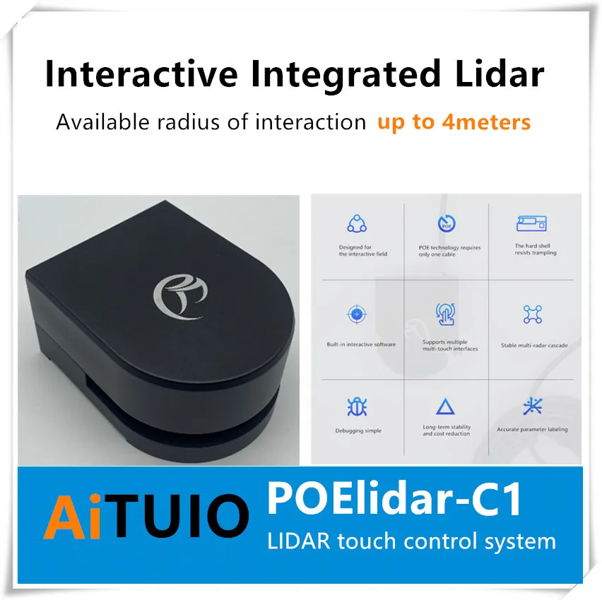 AiTUIO POElidar-C1 szakmai interaktív integrált lidar rendszer 4meters általában a rendelkezésre álló kölcsönhatás sugár . ' - ' . 0