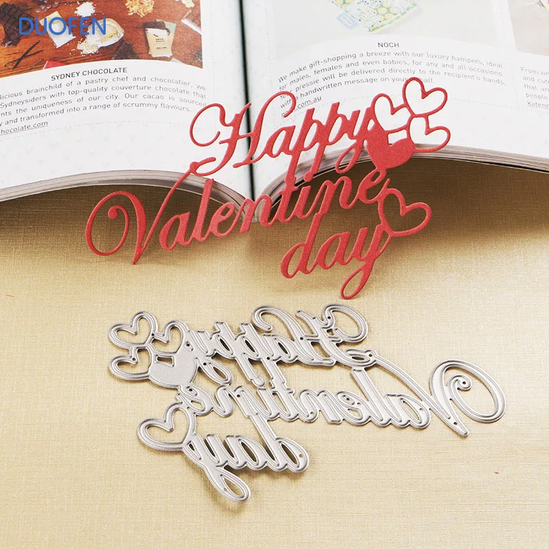 1db Boldog Valentin Napot stencil fémforgácsolási meghal DIY papercraft projektek Scrapbook Papír Album üdvözlőlapok papír munka . ' - ' . 0