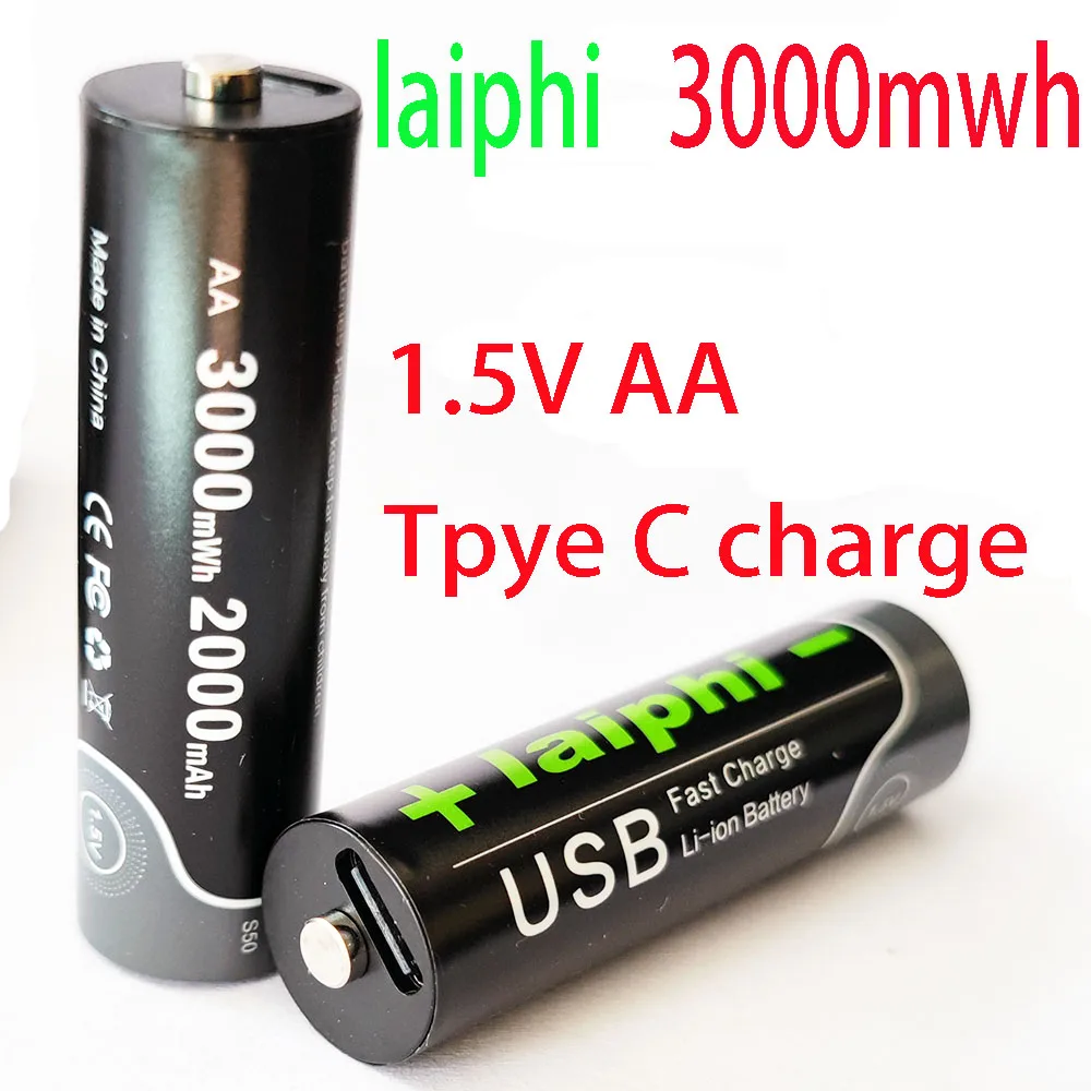 4db laiphi AA 1,5 V 1850mah 1,5 V AA 2775mwh li-polimer li-po USB újratölthető li lítium-ion usb akkumulátor USB kábel csomag . ' - ' . 1