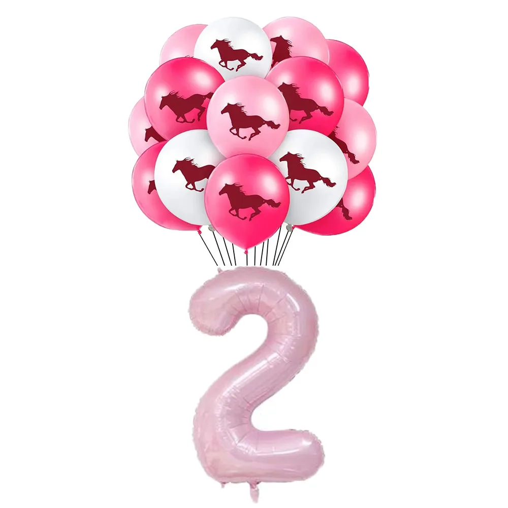 15Pcs/set, 12 colos Rózsaszín Ló Latex Léggömb 40inch Száma 1 2 3 Hélium Globe Party Dekor, Baba Zuhany készlet Ló Születésnapja . ' - ' . 1