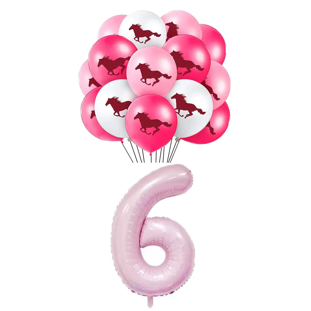 15Pcs/set, 12 colos Rózsaszín Ló Latex Léggömb 40inch Száma 1 2 3 Hélium Globe Party Dekor, Baba Zuhany készlet Ló Születésnapja . ' - ' . 2
