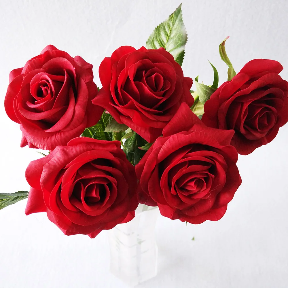 10db/sok Virágos Latex Igazi Érintse meg a Rózsa Mesterséges Selyem Virágok Haza Esküvő Party Dekoráció Virág Kézműves Piros, Kék, Fehér . ' - ' . 2
