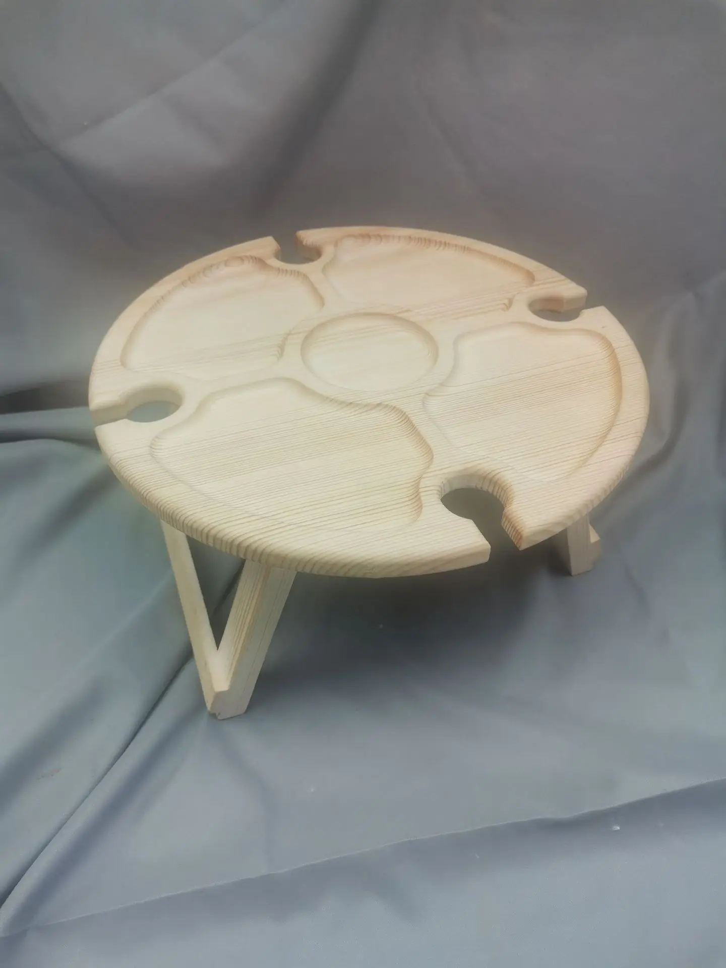 Fából Készült Összecsukható Hordozható Piknik Asztal Szék Alkalmi Snack Tálca Borospince, Konyha Tároló . ' - ' . 2